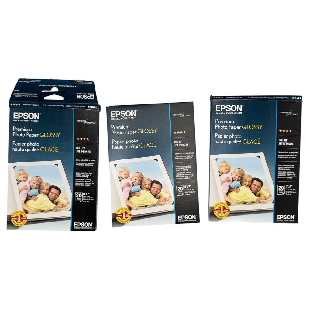 5x7 Epson Premium Photo Paper Glossy 3 Pack (2 open) 52 Sheets Total